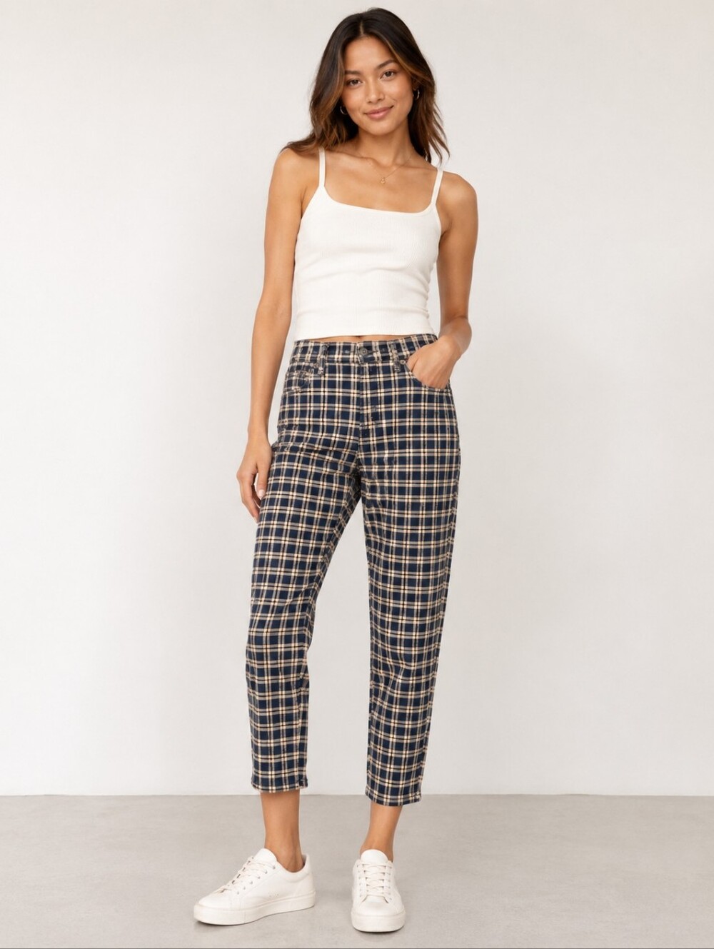 ❤️ AMERICAN EAGLE MOM JEANS- TWILL PLAID, HIGH RISE, 4 EXTRA SHORT & 2 SHORT